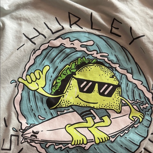 Hurley Light Gray Surf Taco Tuesday Graphic Beach Tee Size 8 Years Old Surfer - Picture 5 of 5